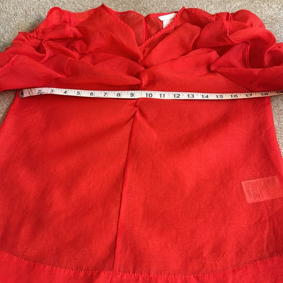 H&M Red Ruffle Top - Size US 10 - Picture 7 of 11
